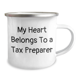 Funny Tax Preparer Gifts from Friends for Graduation Unique Gifts, 'My Heart Belongs To A Tax Preparer', Stainless Steel Camping Mug, 12 oz, Enamel Finish - Image 2